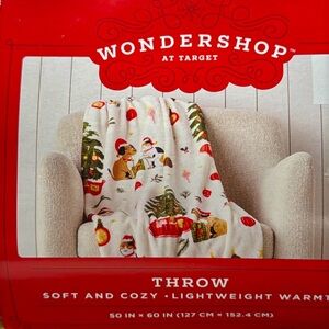 Target Wondershop Holiday Throw Blanket - White with Green and Red Accents